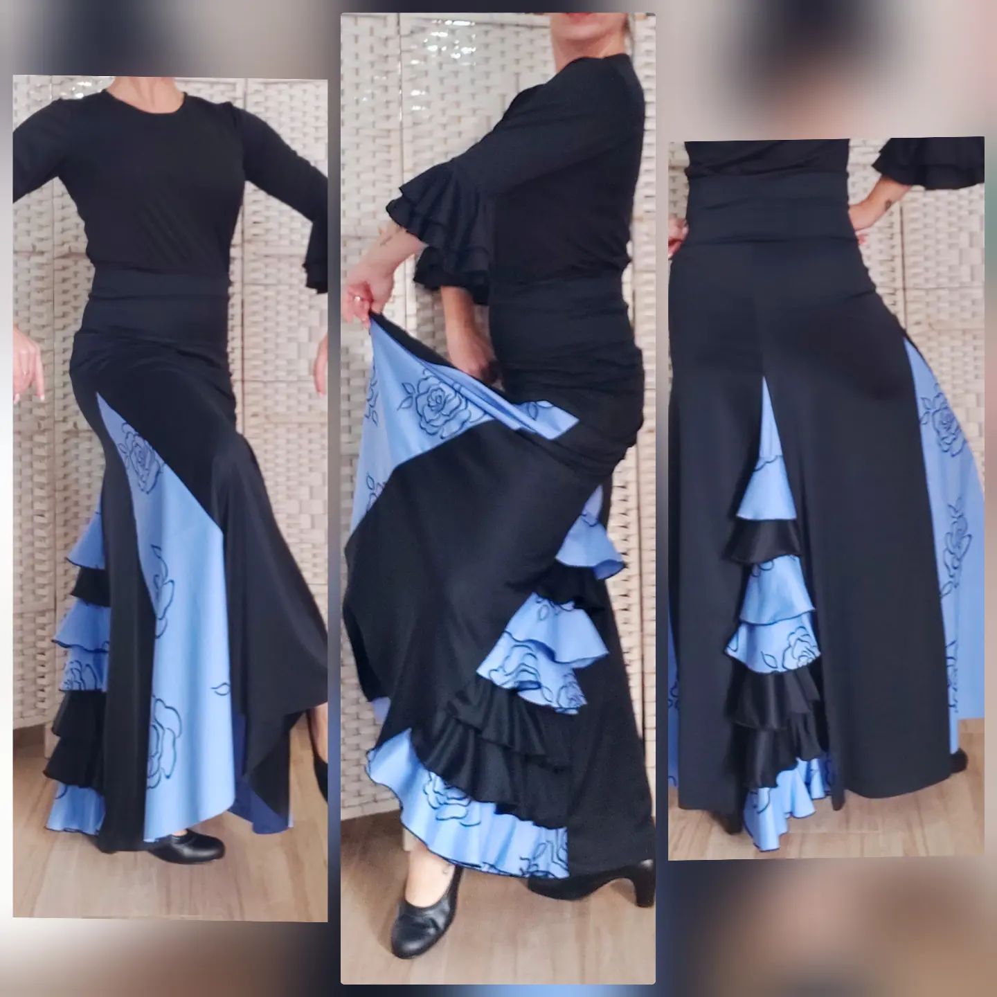 El Flamenco Vive, Falda flamenca con 3 godets, 7 volantes en godet trasero  EF169 - Español